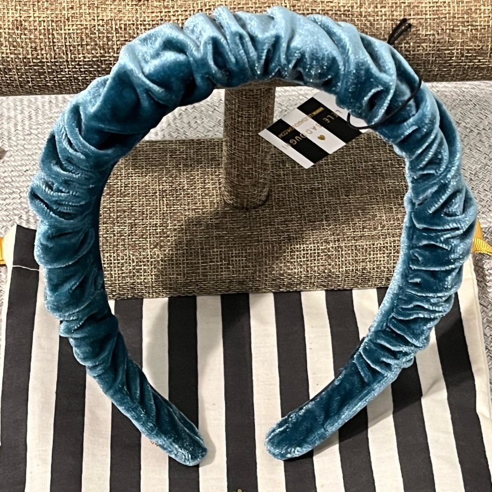LELE SADOUGHI NWT AUTHENTIC CHARTREUSE VELVET KELLY RUCHED TEAL HEADBAND